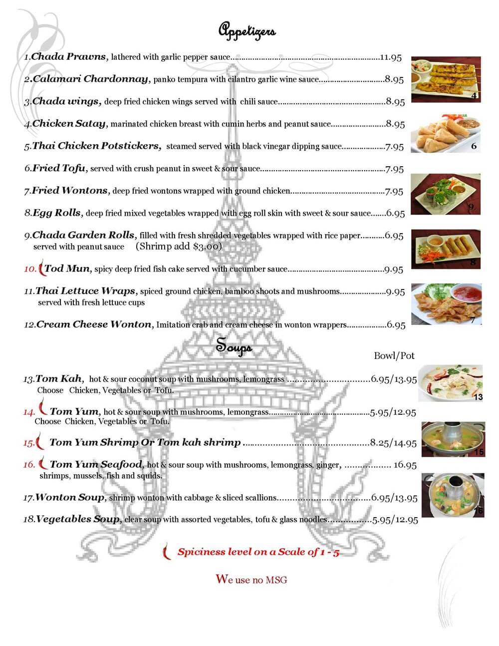 Chada Thai Cuisine Menu - Page 1