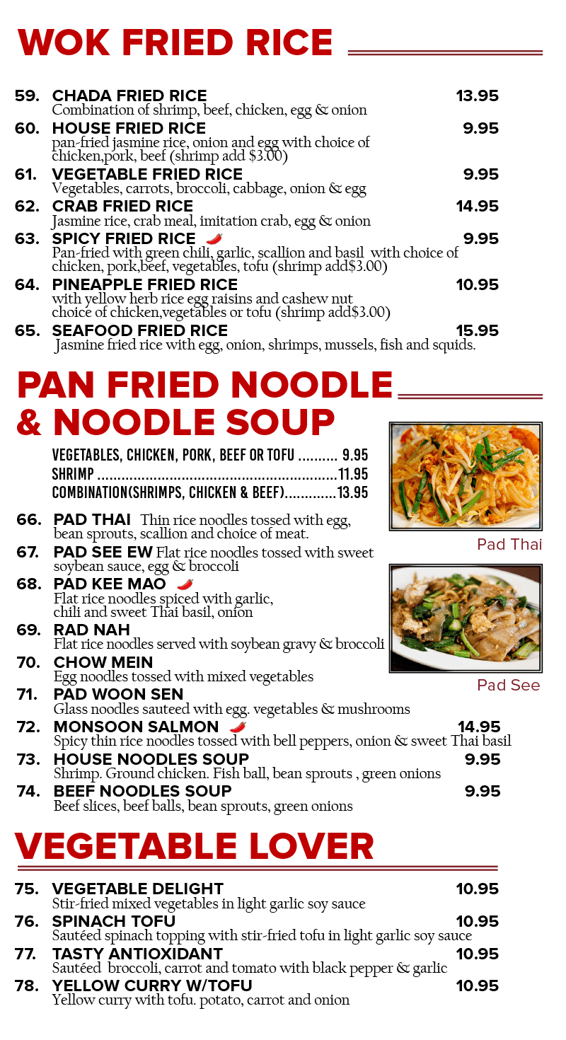 Chada Thai Cuisine - Menu