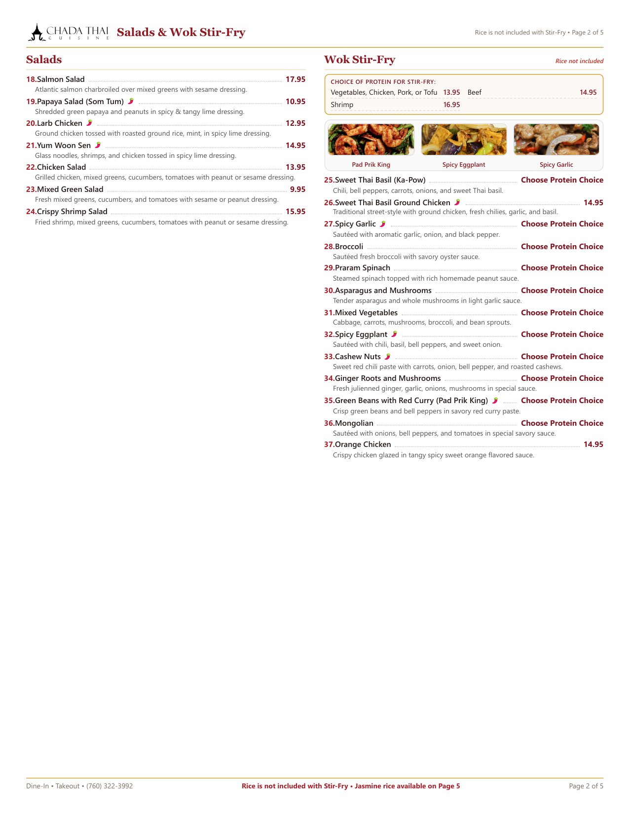 Printed Menu Page 2